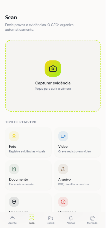 Tela de scan do GEO3 App