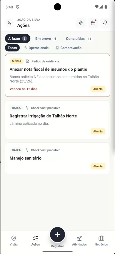 Tela real do GEO3 Luz · dados de demonstração, nomes fictícios.